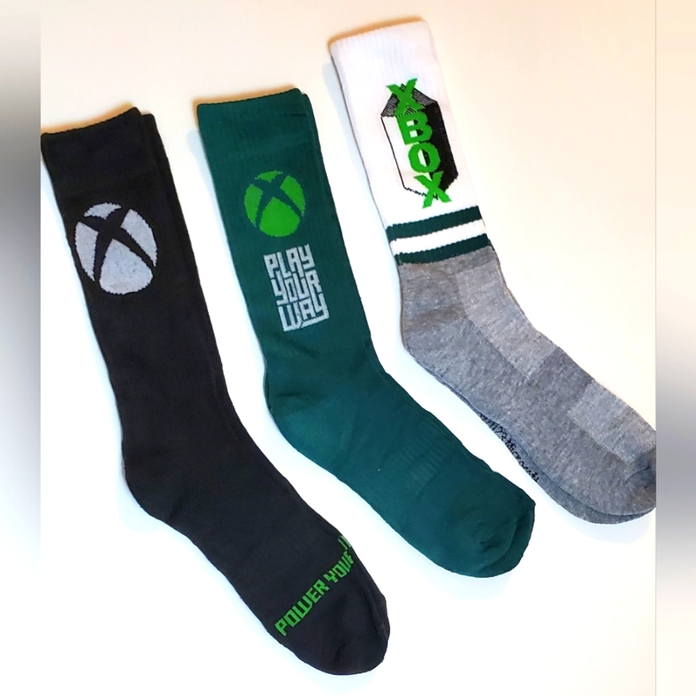 XBOX 3 Pack Adult Unisex Crew Socks Shoe Size 6-12
